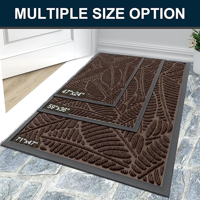 Colorxy Waterproof Doormat, Sturdy Natural Rubber Front Door Mats, Non Slip Low - Image 7