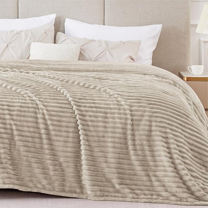 BEDELITE Fleece Blanket King Size – 3D Ribbed Jacquard Soft and Warm Decorative by BEDELITE
