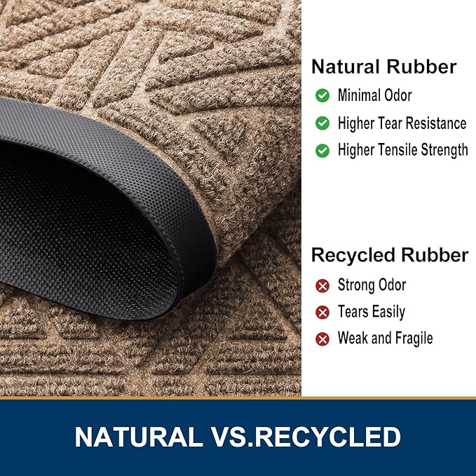 Smiry Front Door Mat Outside Entrance, Heavy Duty Sturdy Natural Rubber Doormat - Image 5