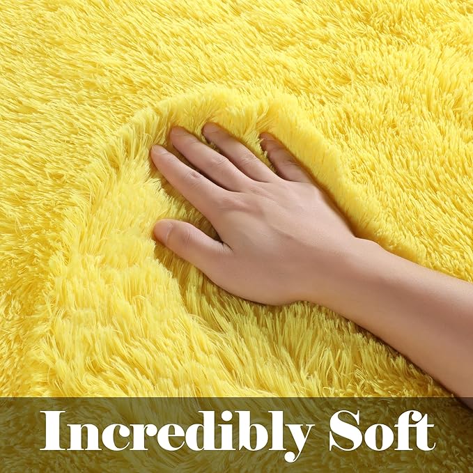 ONASAR Yellow Area Rugs for Bedroom Living Room, Fluffy 4x6 Indoor Bedside - Image 2