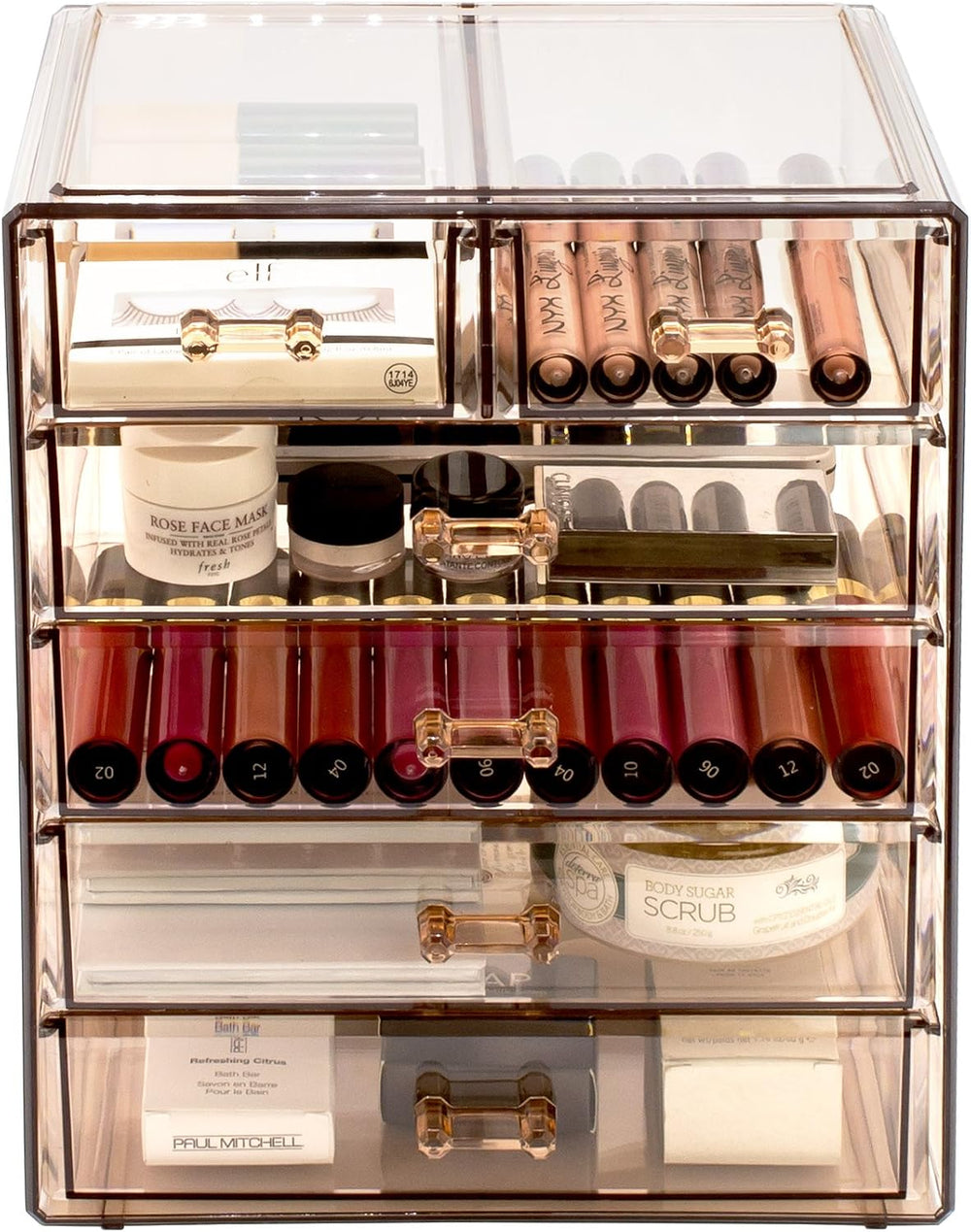Sorbus 6-Drawer Makeup Organizer with Small & Wide Drawers (Bronze Glow)