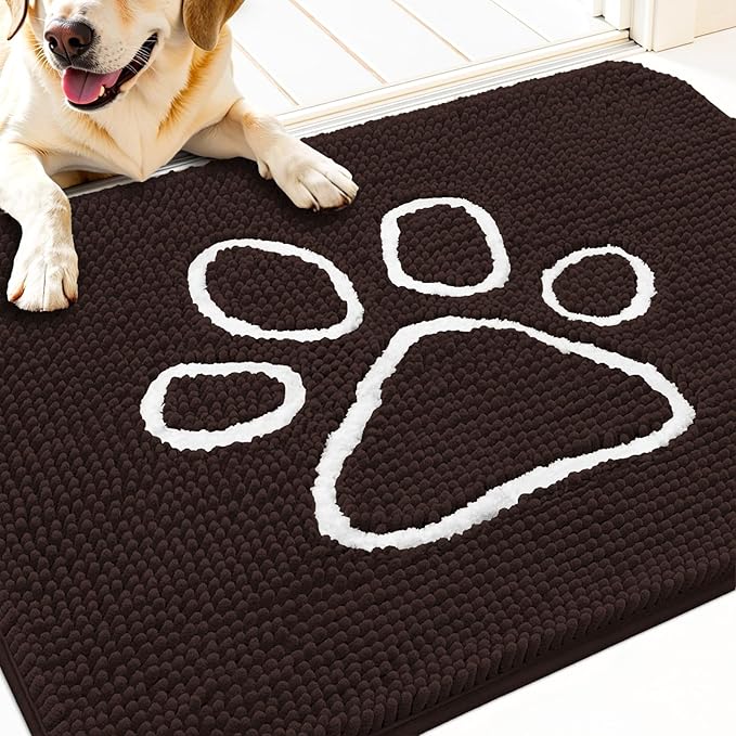 OLANLY Dog Door Mat for Muddy Paws 32x20, Paw Print Design, Absorbs Moisture by OLANLY
