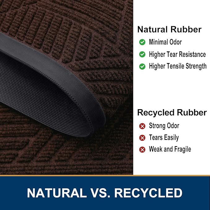 Smiry Front Door Mat Outside Entrance, Heavy Duty Sturdy Natural Rubber Doormat - Image 5