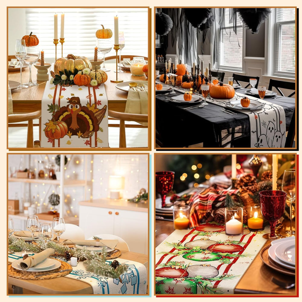 Honeydak 12 Pcs Holiday Table Runner Seasonal Farmhouse Table Decor 13 x 72 I...