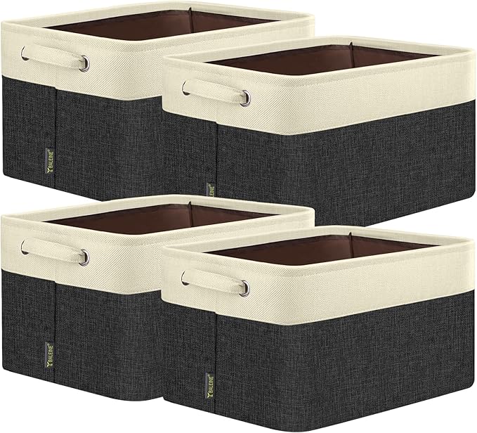 BALEINE Fabric Storage Bins for Shelves, Linen Storage Baskets for Organizing by BALEINE