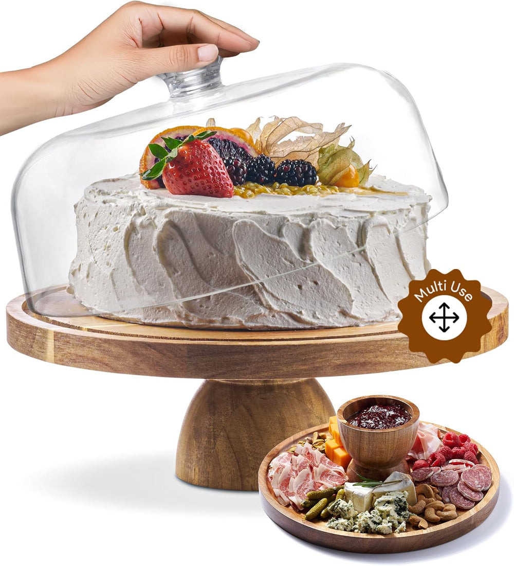 HOMESPHERE Acacia Wood Cake Stand