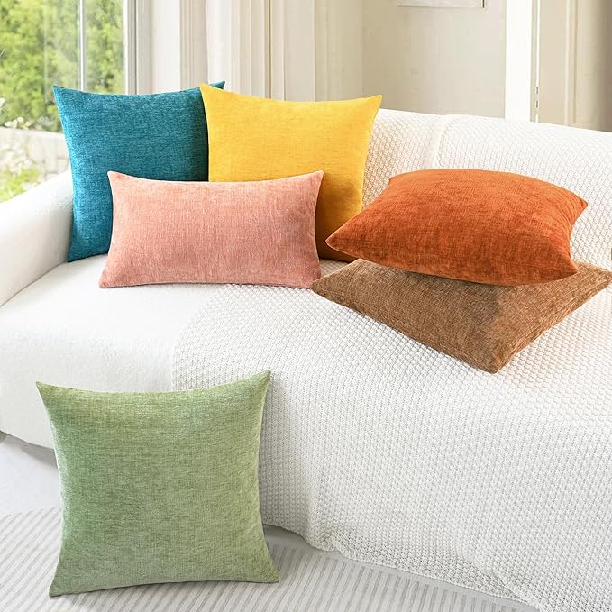 CaliTime Throw Pillow Covers Decorative 20 X 20 Inches Pack of 2 Cozy Chenille - Image 4