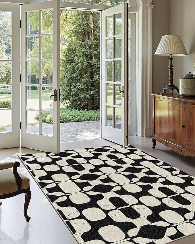 Latte&Fog 3x5 Entryway Rug, Vintage Washable Area Rug, Boho Non Slip Low Pile by LatteFog
