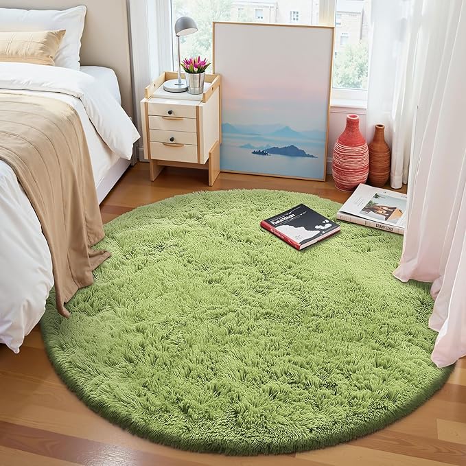 OLANLY Grass Green Round Rugs for Bedroom - Image 3