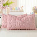decorUhome Easter Bunny Pillow Covers 12x20 Inch Set of 2, Soft Plush Faux Wool by decorUhome