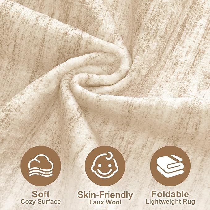 Nakagishi 5x8 Area Rugs Living Room: Washable Large Vintage Rug Neutral - Image 3