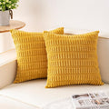 Pack of 2 Corduroy Decorative Throw Pillow Covers 18x18 InchSoft Boho Striped by Unknown