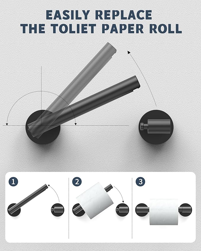 RARXTR Matte Black Toilet Paper Holder SUS304 Stainless Steel Double Post - Image 2