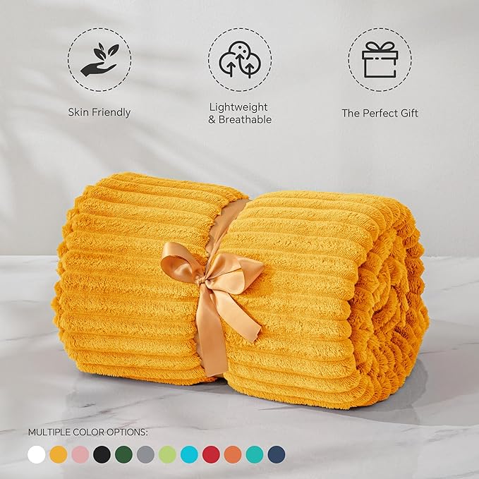 BEDELITE Fleece Blanket Twin Size – 3D Ribbed Jacquard Soft and Warm Decorative - Image 3