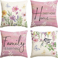 AVOIN colorlife Spring Saying Flowers Butterfly Pink Throw Pillow Covers by AVOINcolorlife