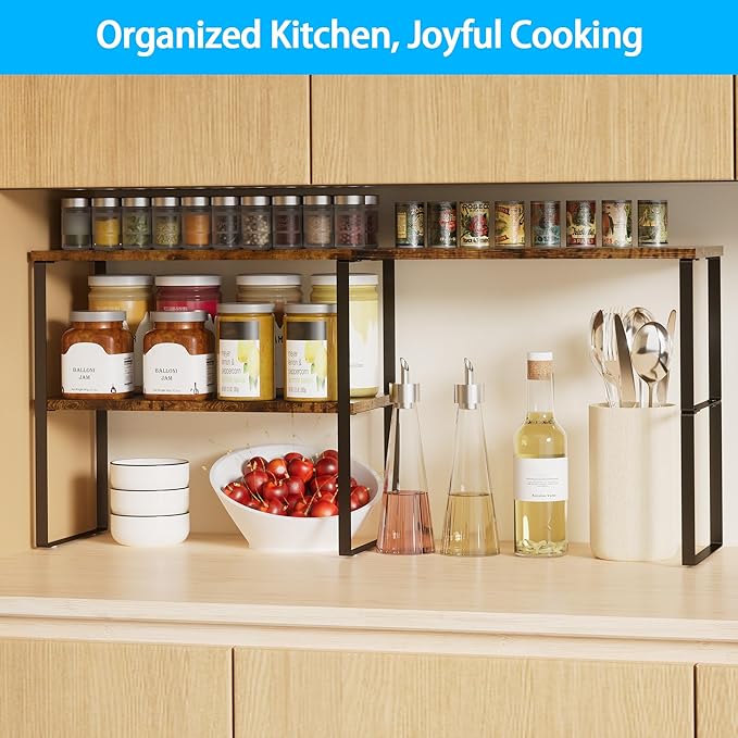 Golener Countertop Organizer Corner Shelf, 2 Tier Adjustable Stackable Corner