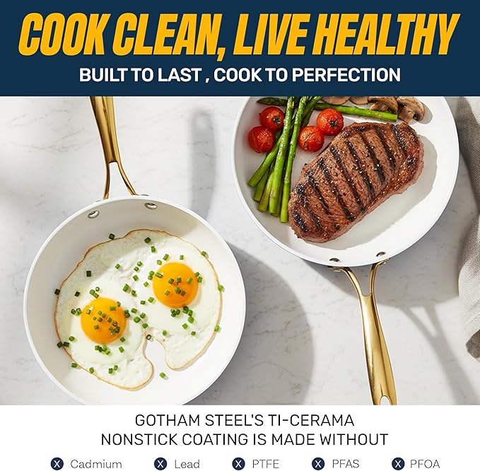 GOTHAM STEEL 11 Inch Non Stick Frying Pans Nonstick Skillet, Ceramic Pan - Image 3