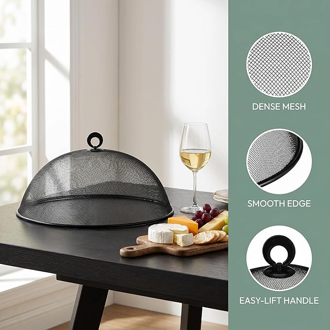 MAGICLULU 2-Pack Metal Mesh Food Covers, 11.8-Inch Net Dome Plate Fly Tents - Image 6