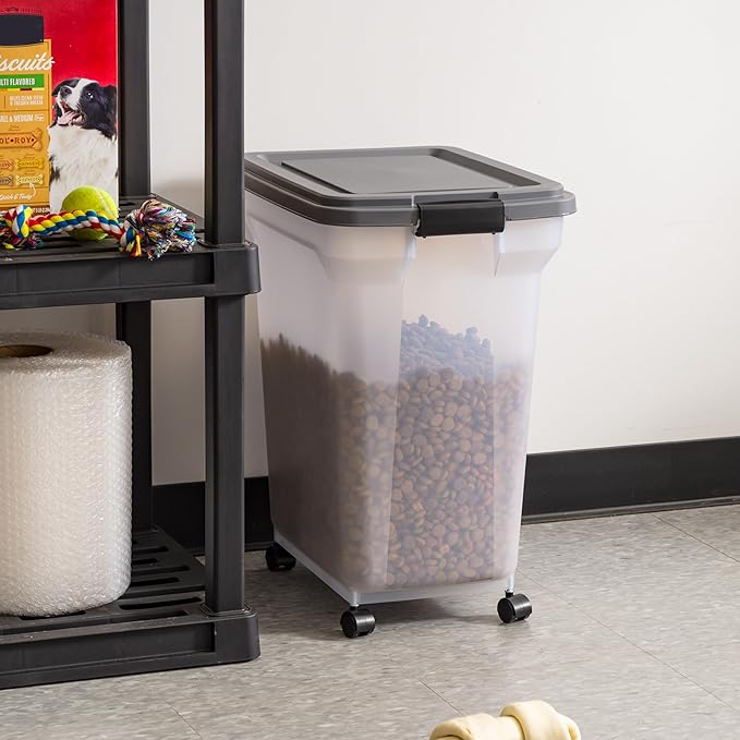 IRIS USA Dog Food Storage Container 40 lbs, Attachable Wheels, & Included Scoop - Image 3