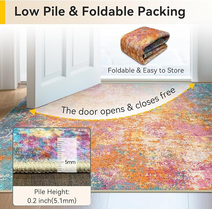 Washable Area Rugs 2'x8' Non-Slip Modern Abstract Soft - Image 8