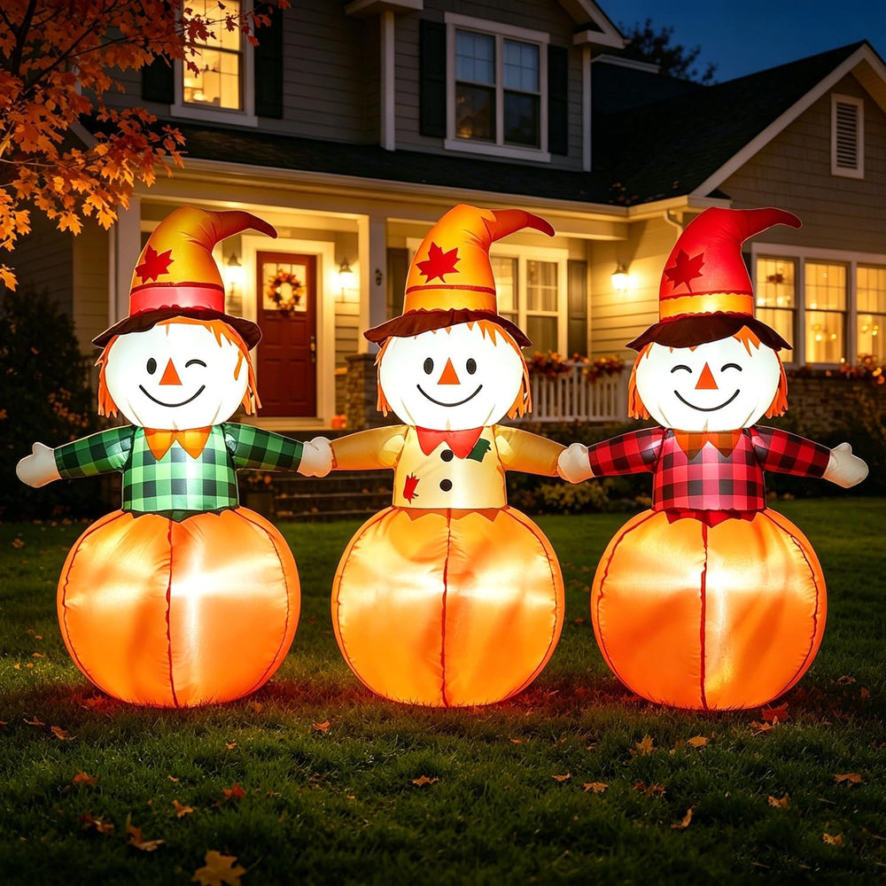 DomKom 6ft Fall Outdoor Inflatable Scarecrow Decoration, Halloween Thanksgivi...