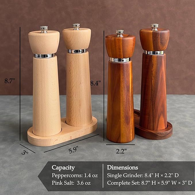 TLYSXPRO Wooden Salt and Pepper Grinder Set – Refillable Salt and Pepper Mill - Image 9