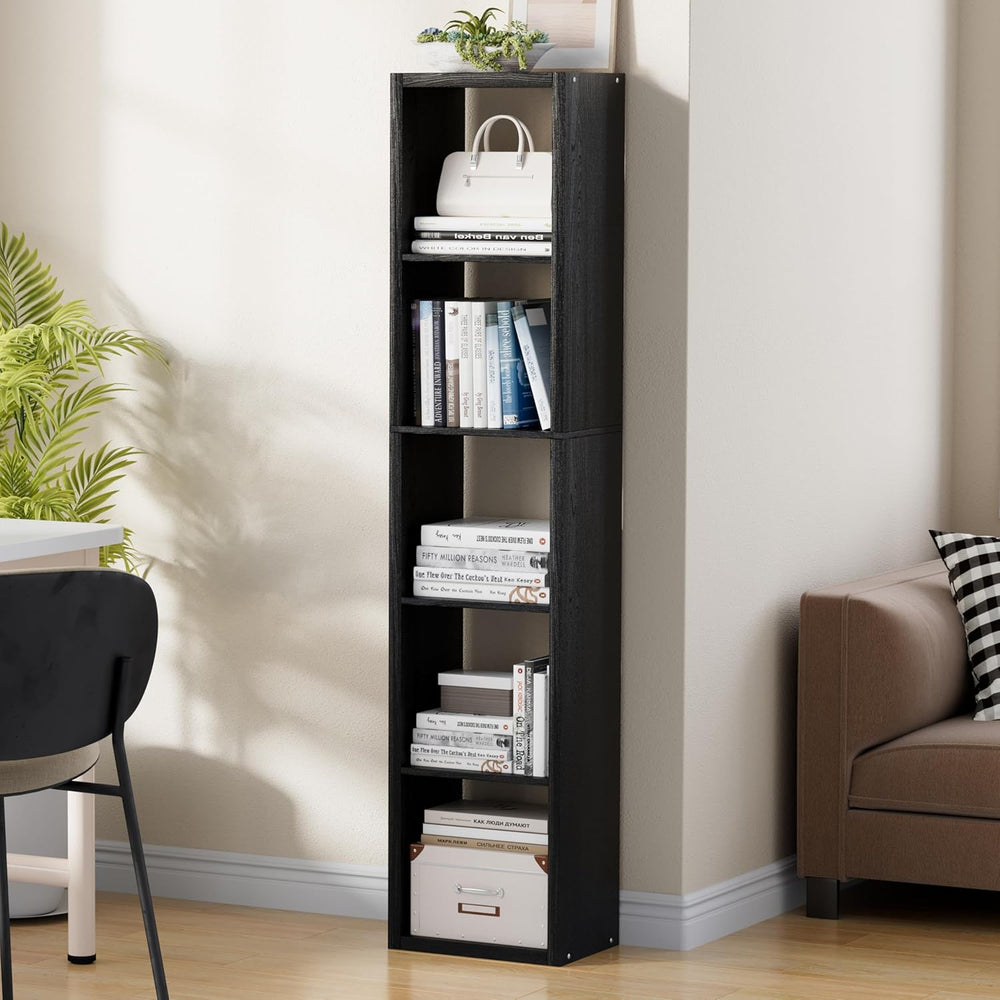 Tall Cube Storage Organizer Bookcase, 5 Tier 11 inch Open Back Cubical Shelf ...