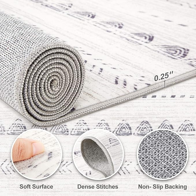 Nakagishi Runner Rug Kitchen Washable Rugs: 3x8 Non-Slip Boho Soft Modern Stain - Image 3