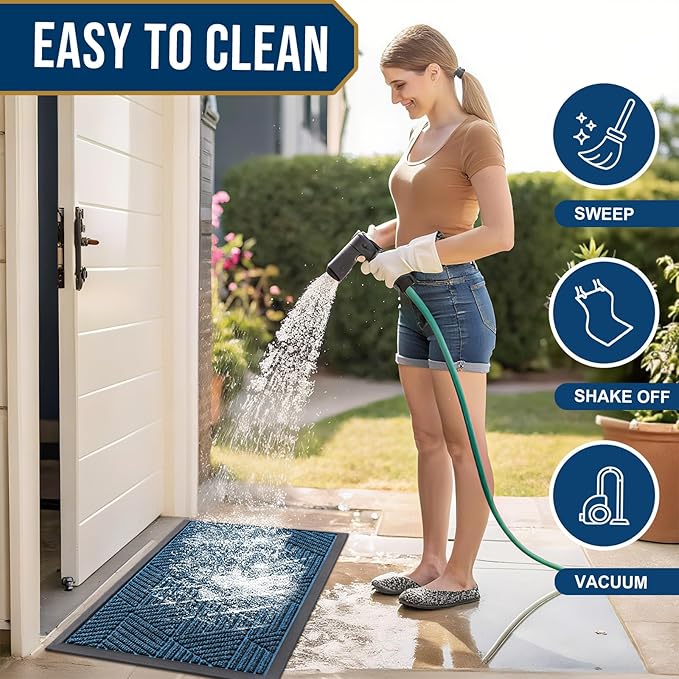 Smiry Front Door Mat Outside Entrance, Heavy Duty Sturdy Natural Rubber Doormat - Image 6
