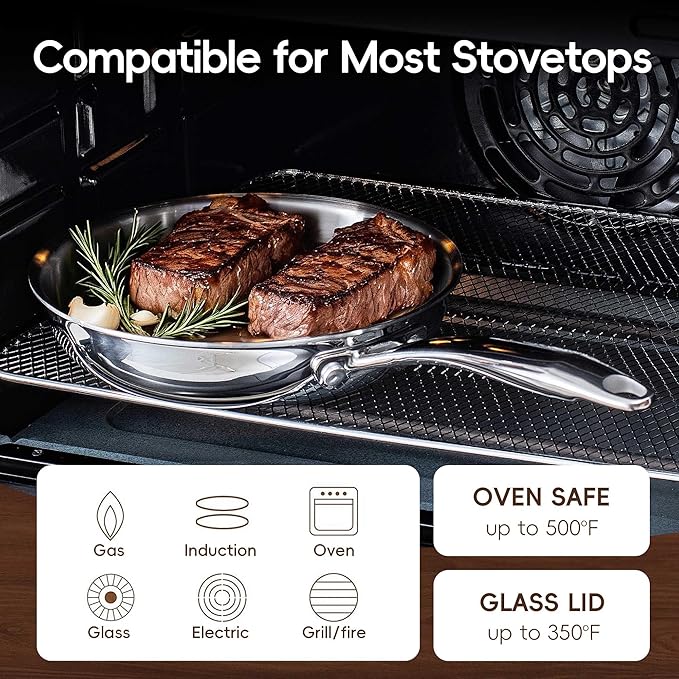 SuperCook Tri Ply Stainless Steel Cookware Set, 16-Piece Pots and Pans Set - Image 6