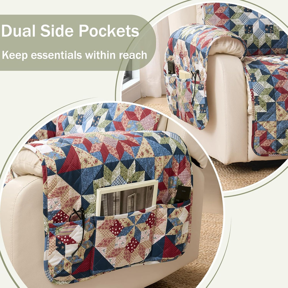 Patchwork Printed Recliner Chair Covers, Soft Quilted Lazy Boy Chair Covers, ...