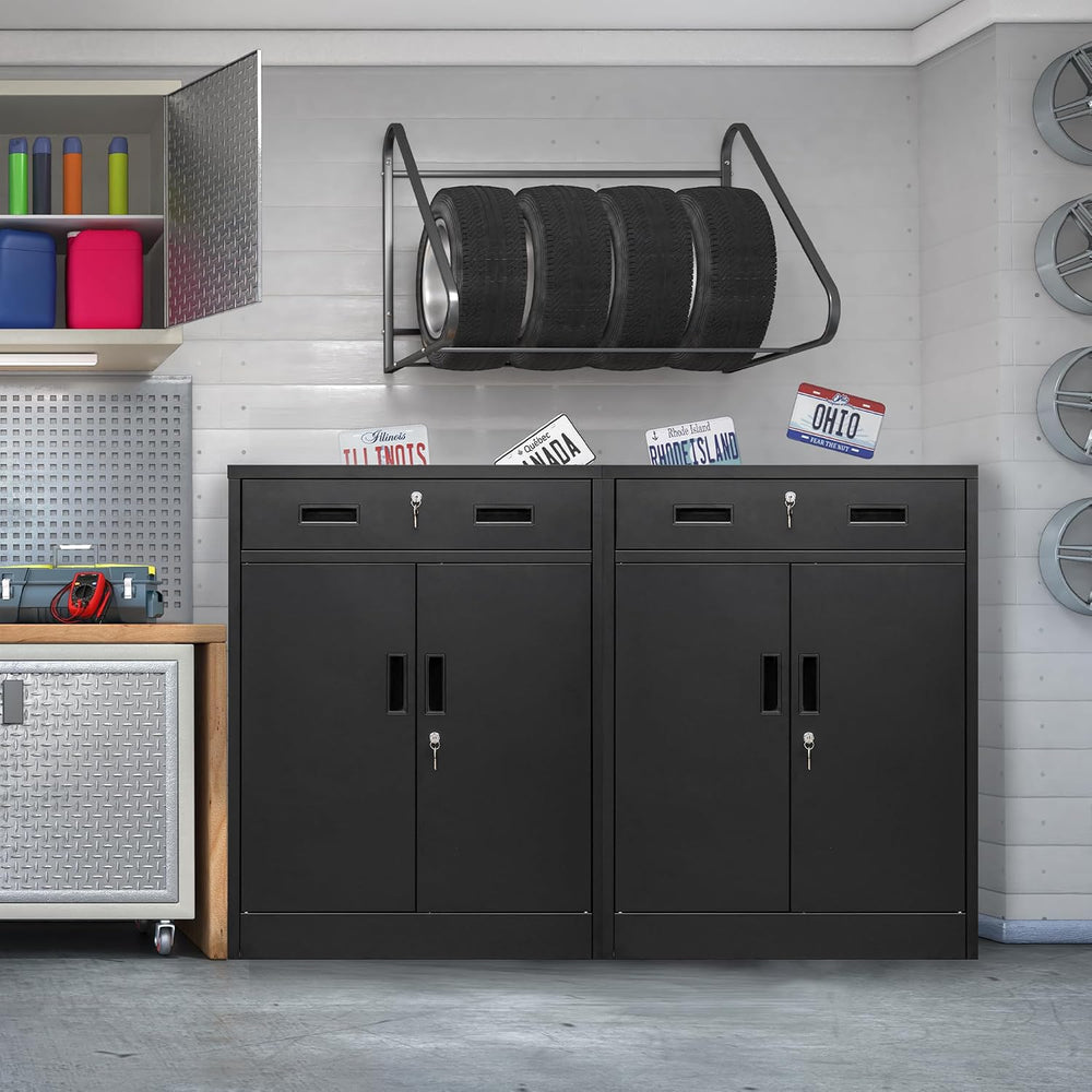 Metal Storage Cabinet, 36" H x 28" W x 16" D Locking Cabinet w...
