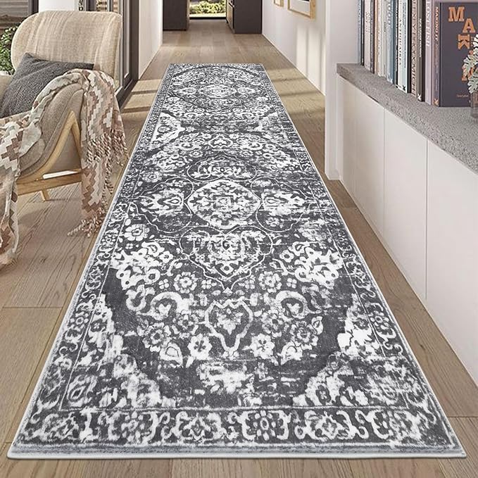 HEBE Hallway Runner Rug 2'8''x8' Washable Vintage Distressed Area Rugs Non Slip by HEBE