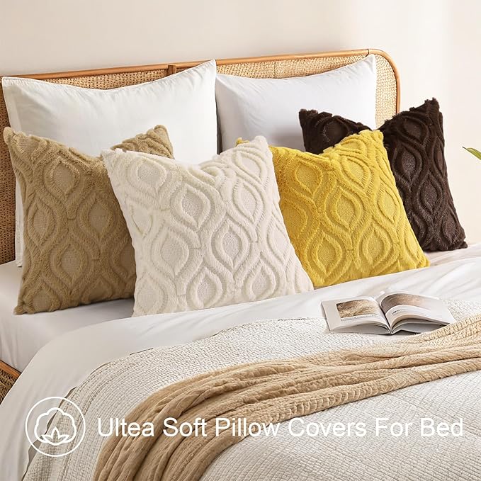 decorUhome Summer Throw Pillow Covers 26x26 Inch Set of 2, Soft Plush Faux Wool - Image 3