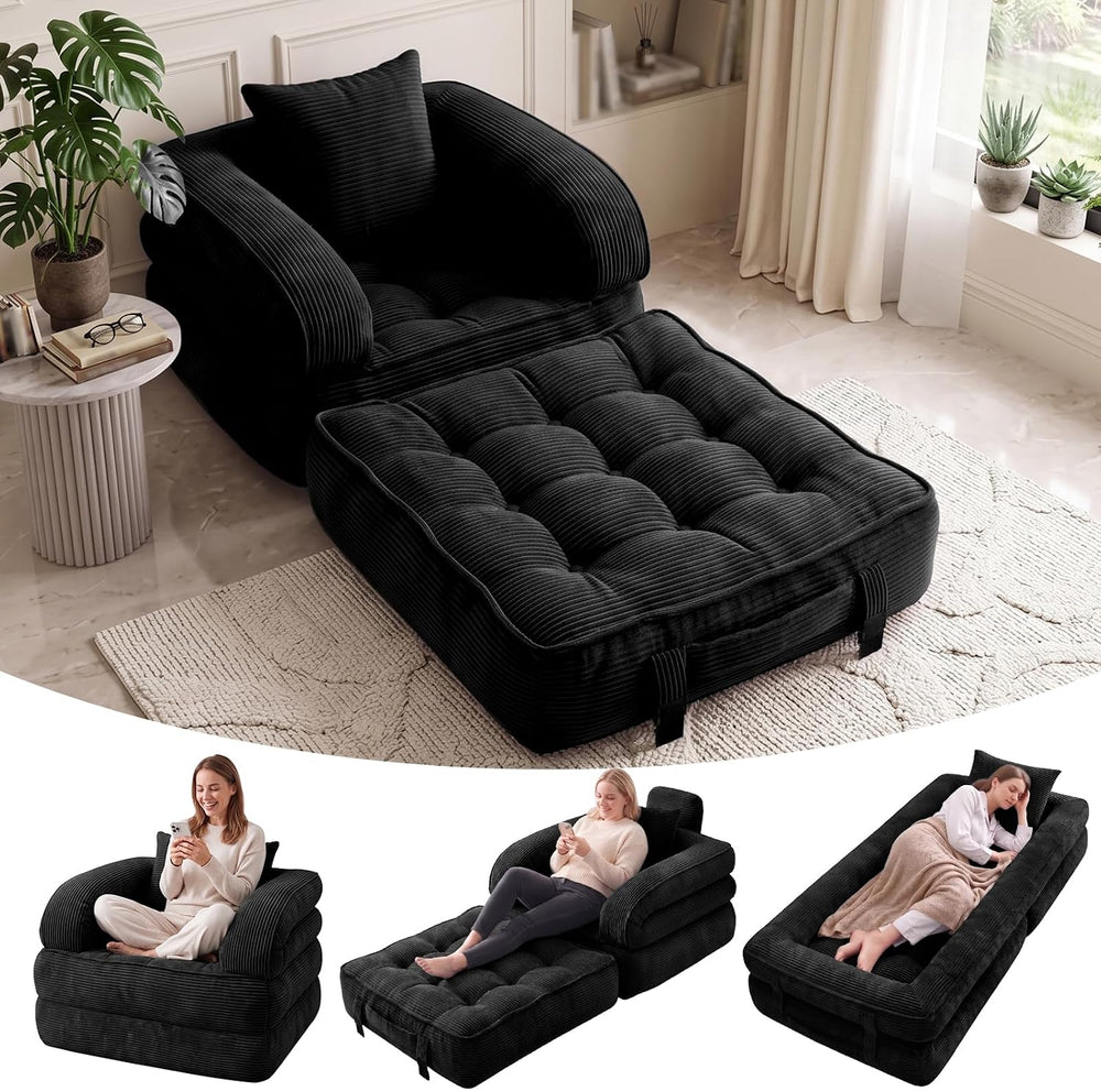 Folding Sofa Bed, 3-in-1 Convertible Sleeper Chair Bed with Pillow
