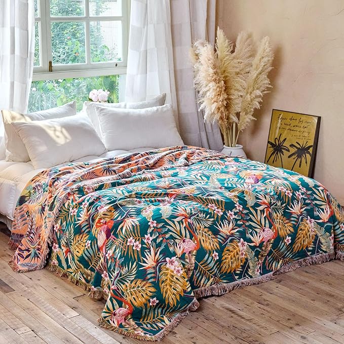 MSGKV Boho Throw Blanket for Couch 50"x60" 100% Cotton Jungle Animal Blanket - Image 6