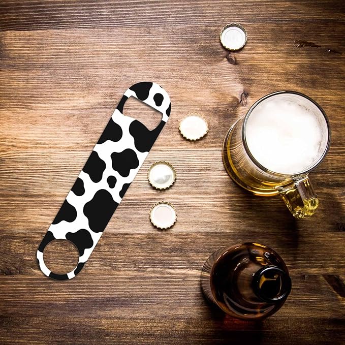Cow Texture Stainless Steel Bottle Opener Jungle Animal Black and White Print - Image 6