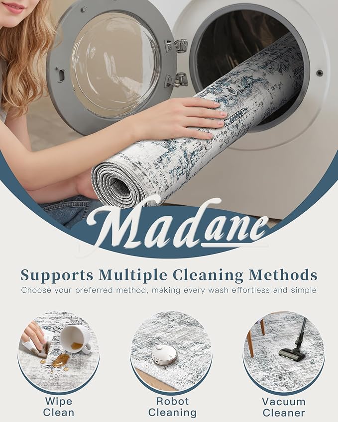 Madane 8x10 Area Rugs for Living Room, Machine Washable Vintage Rug - Image 6