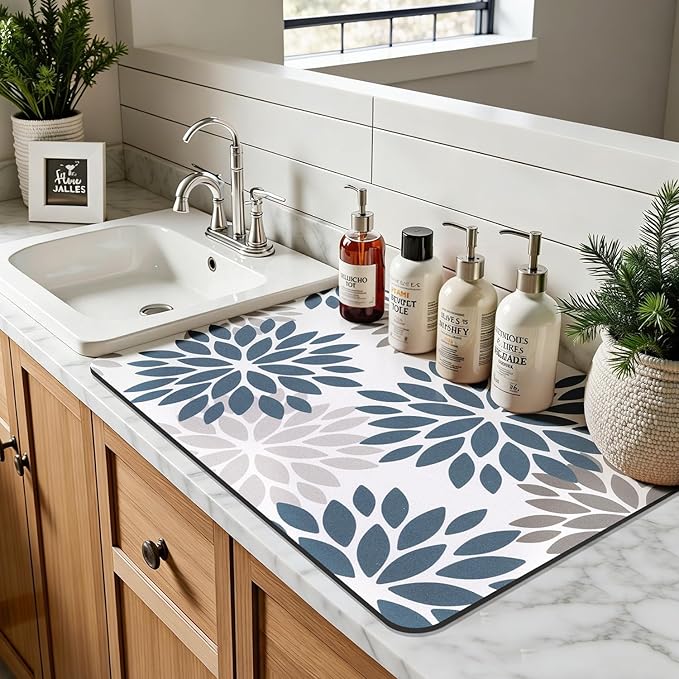 Findosom Floral Dish Drying Mat, Cuttable Drying Mat - Image 5
