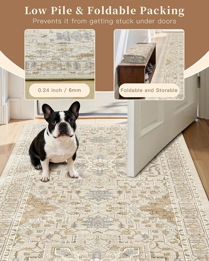 Madane Hallway Runner 3x8, Kitchen Rugs Washable Entryway Rug 8ft Vintage - Image 6