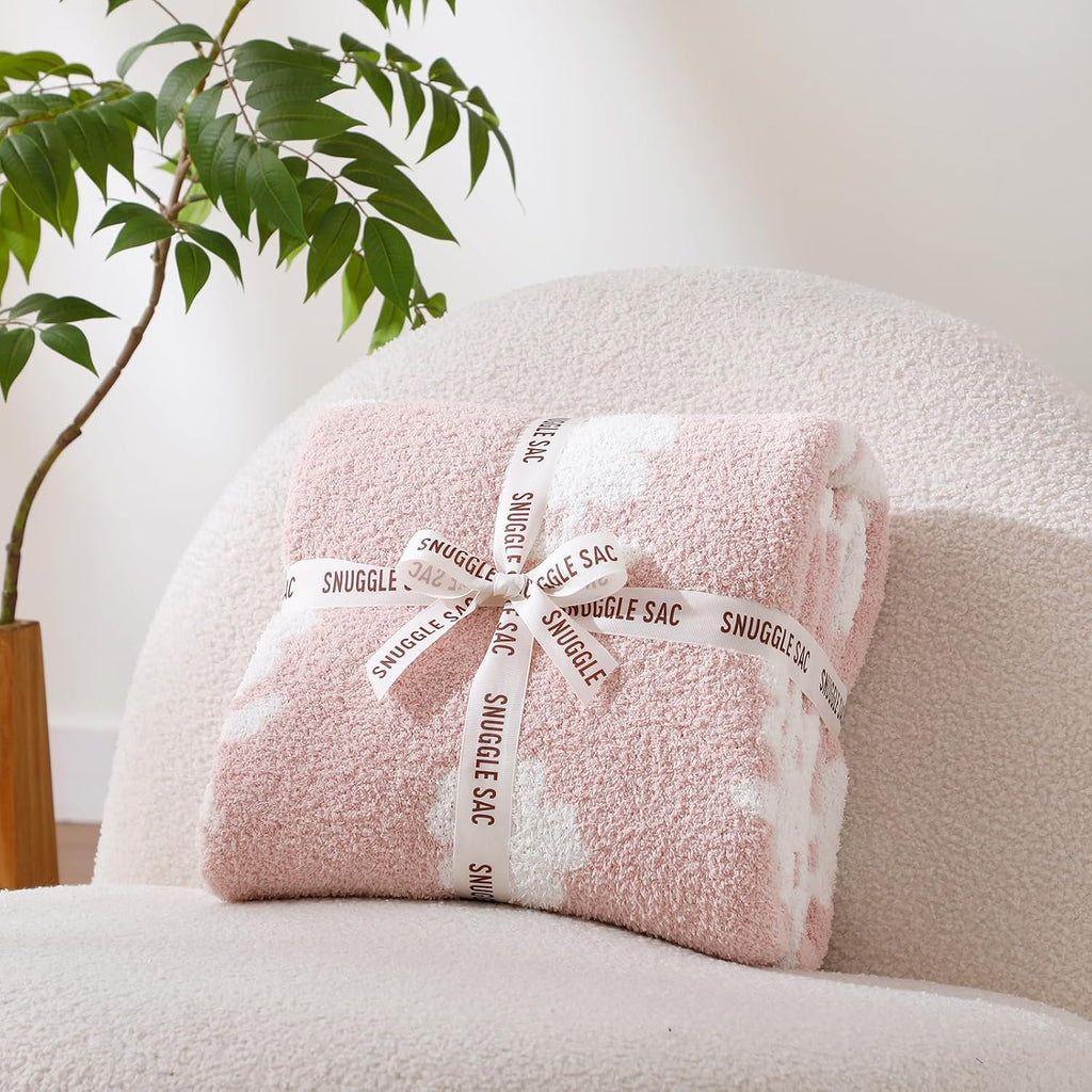 Snuggle Sac Flower Throw Blanket for Couch, Fuzzy Microfiber Warm Winter Daisy Floral Blankets, Sunflower Throws Gifts, Flower Pink, 50x60 inches