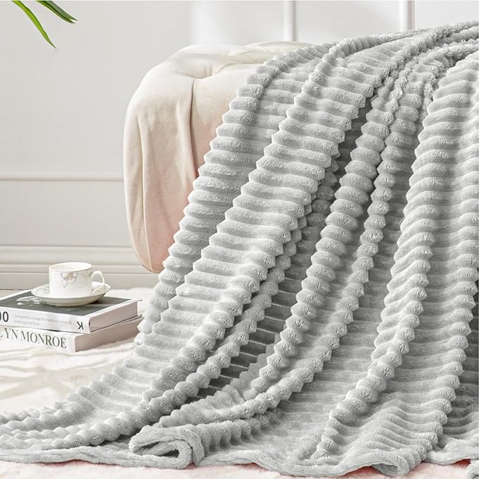 BEDELITE Fleece Throw Blanket for Couch – 3D Ribbed Jacquard Soft and Warm by BEDELITE