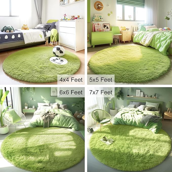 OLANLY Grass Green Round Rugs for Bedroom - Image 9