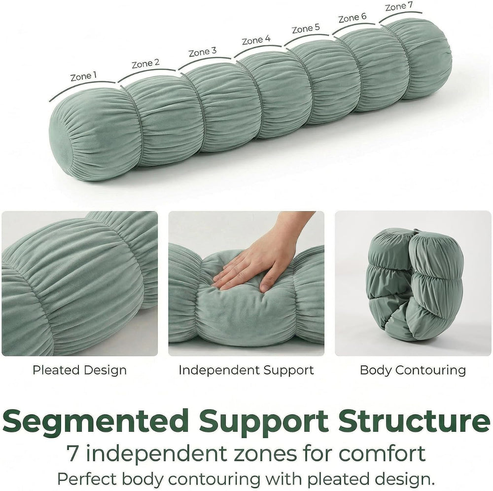Pat. Pend. Long Cylinder Pillow for Bed, 47 Inch, Green