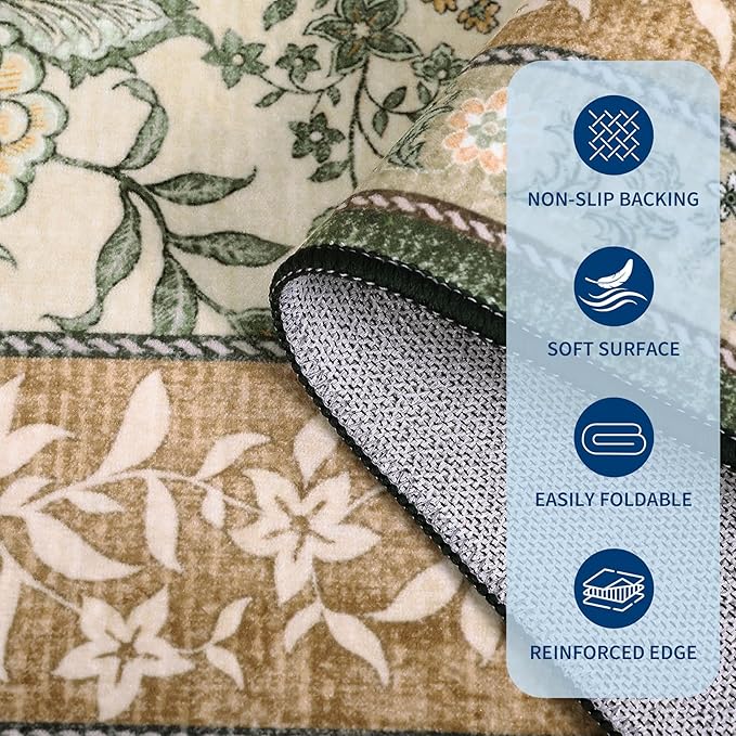 GarveeHome Terracotta Olive Sage Green 2x6 Washable Kitchen Runner Rugs Non - Image 7
