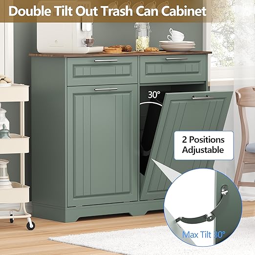Double 10 Gallon Tilt Out Trash Can Cabinet