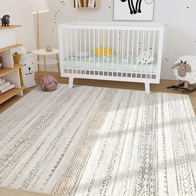 Nakagishi 8x10 Area Rugs Living Room: Washable Boho Large Neutral Soft - Image 8