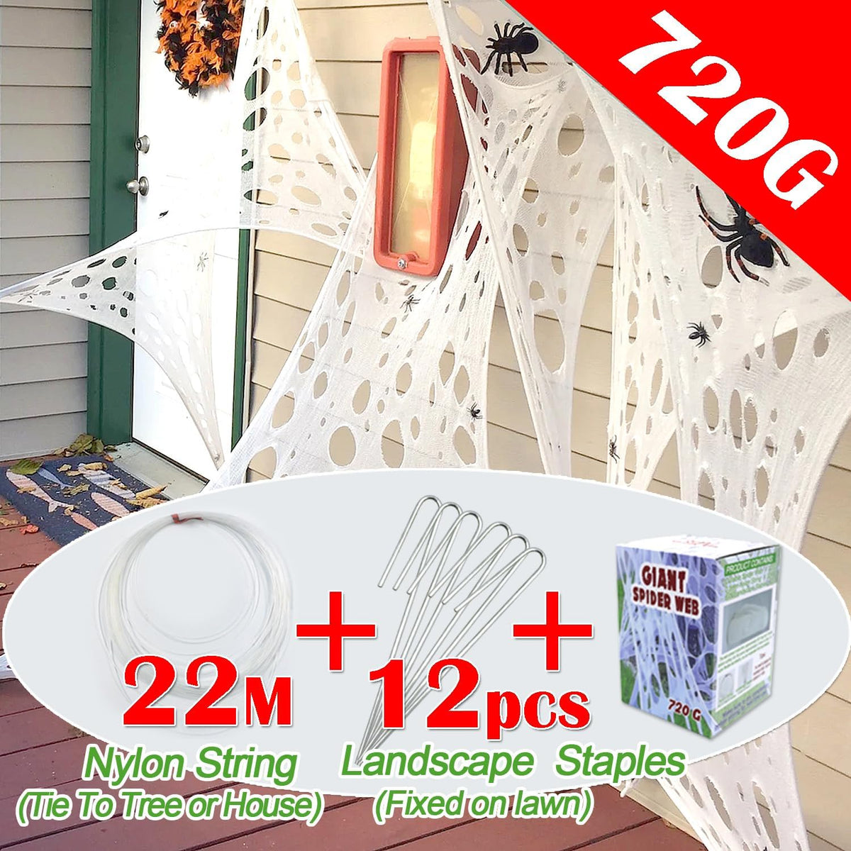 YHFUISK 1200 Sqft Giant Durable Spider Webs Halloween Decorations Outdoor, Stretchy Beef Netting for Halloween Party, Halloween Decorations Indoor Party, Spider Web Decor for Haunted House(40FT x 4FT)