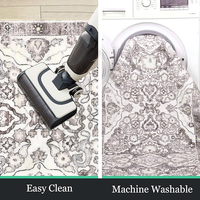 HEBE Hallway Runner Rug 2'x6' Washable Vintage Distressed Area Rugs Non Slip - Image 5