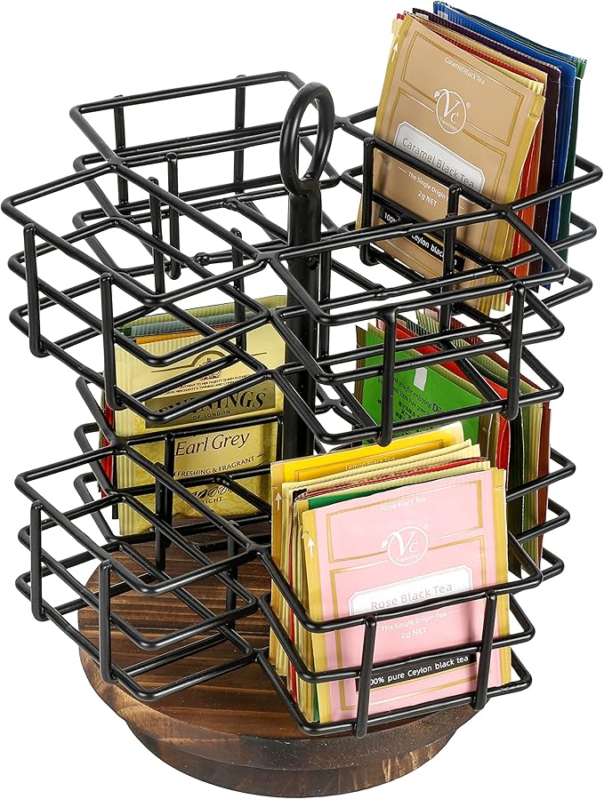 MyGift 8 Compartment Tea Bag Organizer Carousel, Coffee Station Storage Caddy